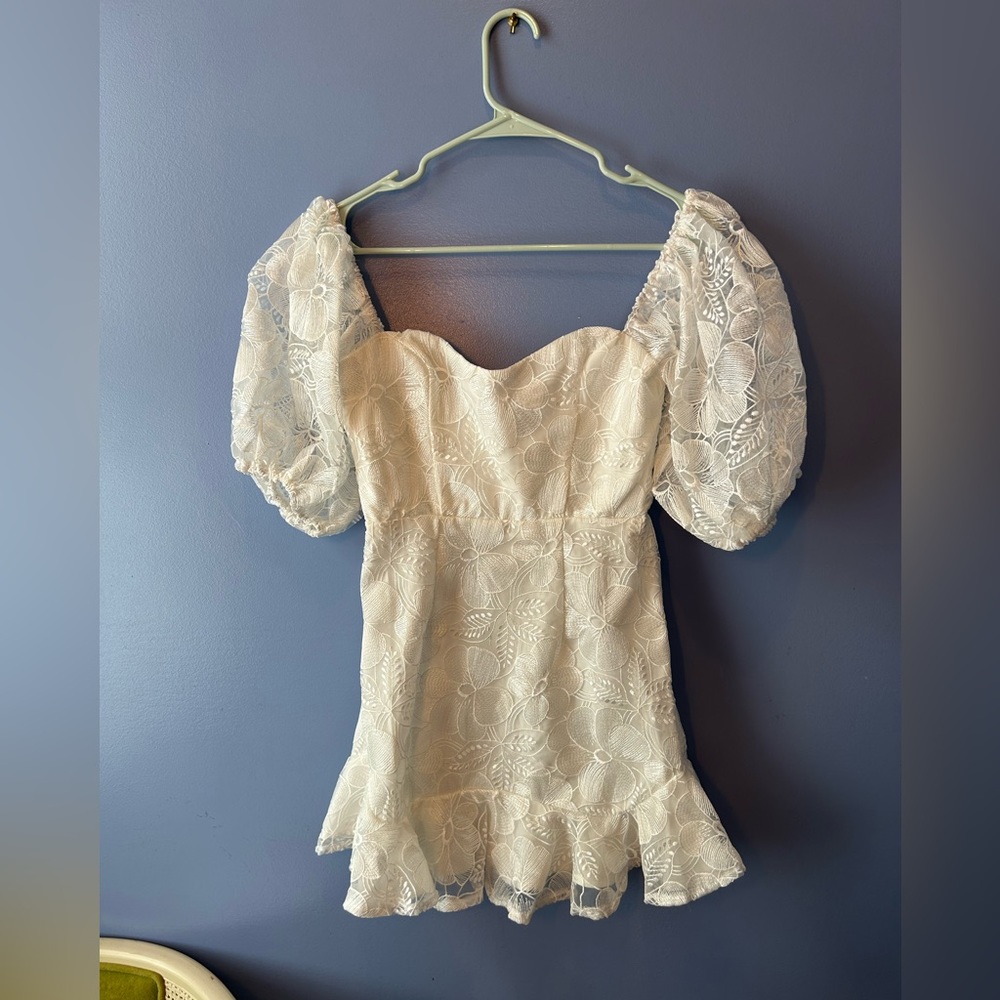 Sage + Paige Clarissa Lace White Mini Dress